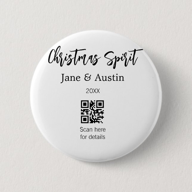 Weihnachtsgeist Ehepaar Name QR Scan Datum Button (Vorderseite)
