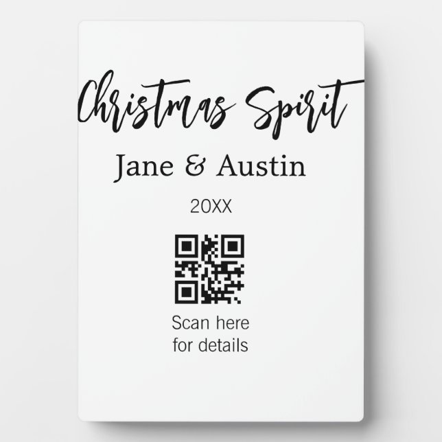 Weihnachtsgeist Ehepaar Name QR Scan Datum Fotoplatte (Vorderseite)