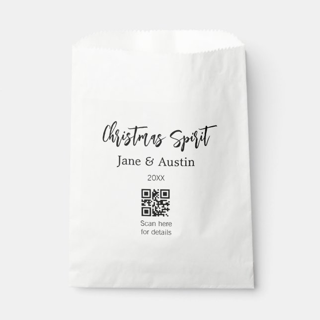 Weihnachtsgeist Ehepaar Name QR Scan Datum Geschenktütchen (Vorderseite)