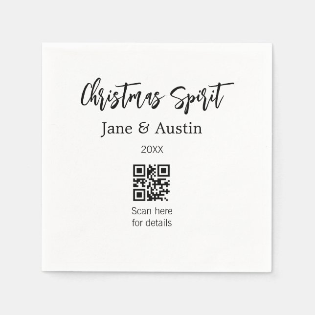 Weihnachtsgeist Ehepaar Name QR Scan Datum Serviette (Vorderseite)
