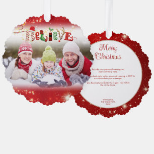 Weihnachtsgeist GLAUBE Foto Jahres Highlights Rot Ornament Karte