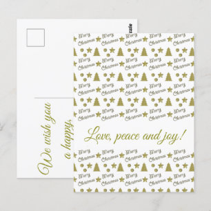 Weihnachtsgeist - goldene Sterne, Weihnachtsbäume Postkarte