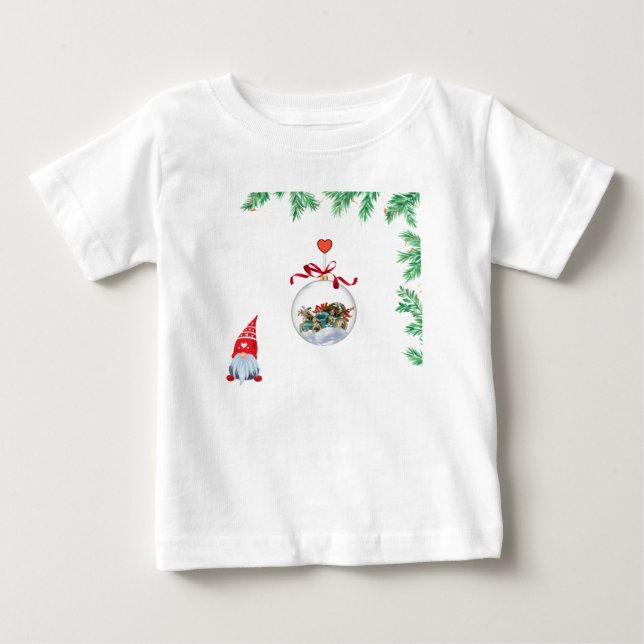 Weihnachtsgeist mit Gnome Baby T-shirt (Vorderseite)
