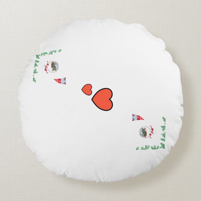 Weihnachtsgeist mit Gnome Rundes Kissen (Vorderseite)