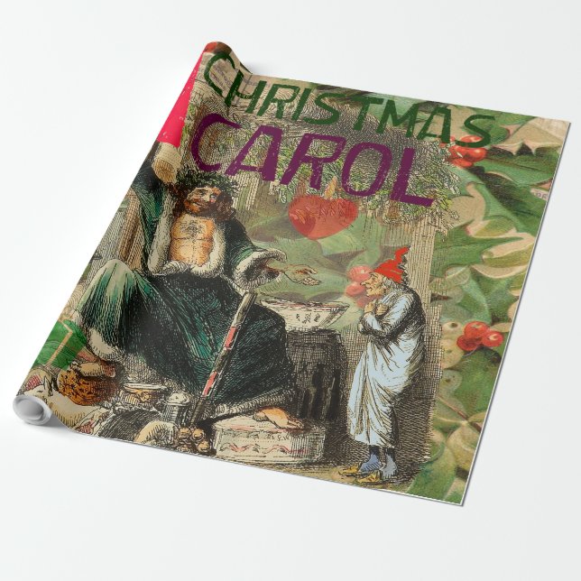 Weihnachtsgeister Gegenwart Illustration Scrooge Geschenkpapier (Ungerollt)
