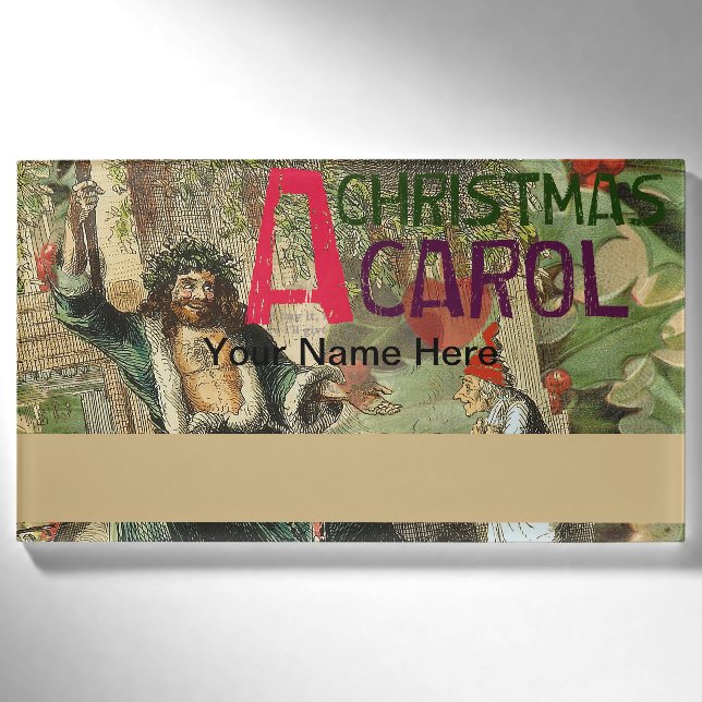 Weihnachtsgeister Gegenwart Illustration Scrooge Namenschild (Vorderseite)
