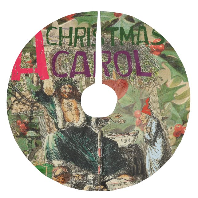 Weihnachtsgeister Gegenwart Illustration Scrooge Polyester Weihnachtsbaumdecke (Vorderseite)