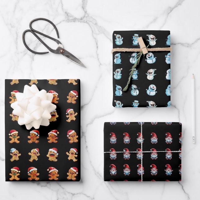 Weihnachtsgeister Geschenkpapier Set (Vorderseite)