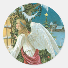 Weihnachtsgel am Fenster Runder Aufkleber