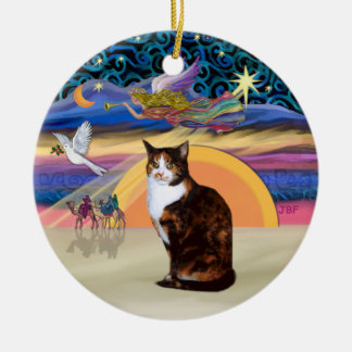 Weihnachtsgel - Calico Cat (Amer. Kurze Haare) Keramik Ornament