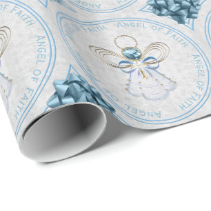Weihnachtsgel des Glaubens Blau und Gold Filigree Geschenkpapier