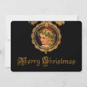 Weihnachtsgel im Gold-Holly-Rahmen Feiertagskarte