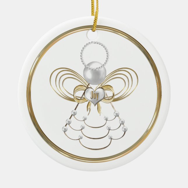 Weihnachtsgel Keramik Ornament (Vorne)