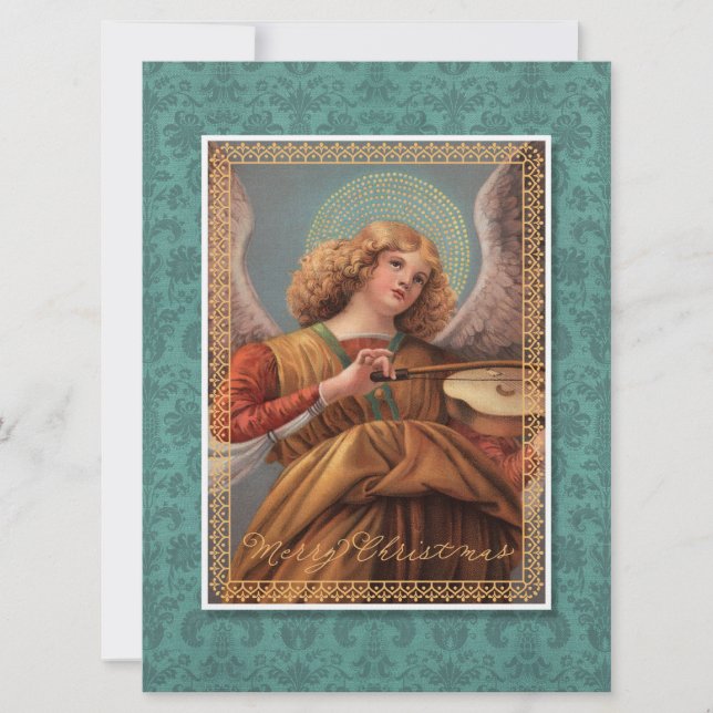 Weihnachtsgel mit Geige Einladung (Vorderseite)