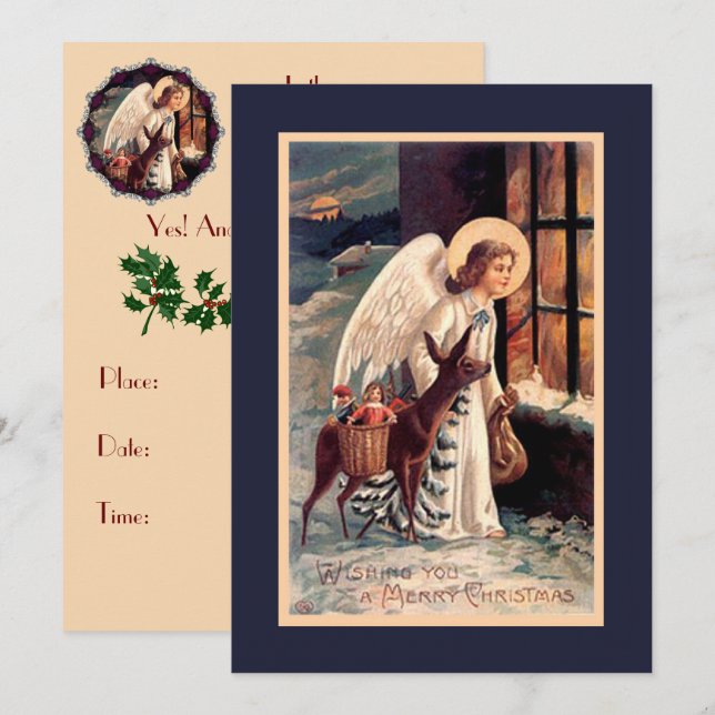 Weihnachtsgel mit Hirscheinladung Einladung (Vorne/Hinten)