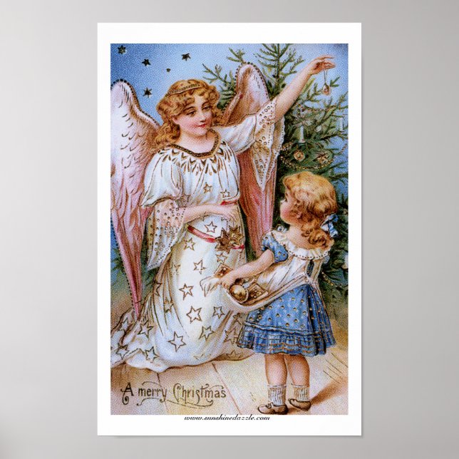 Weihnachtsgel mit Viktorianischem Mädchen Poster (Vorne)