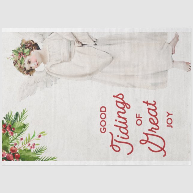 Weihnachtsgel und Holly Decoupage Seidenpapier (Vorderseite)