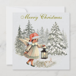 Weihnachtsgel und Kaninchen Karte