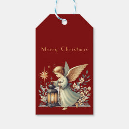 Weihnachtsgel und Lattern Geschenkanhänger