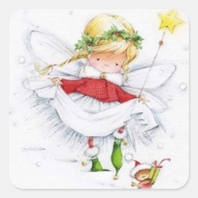 Weihnachtsgel und Moussticker Quadratischer Aufkleber (Vorderseite)