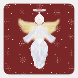 Weihnachtsgel und Schneeflocken | Quadratischer Aufkleber