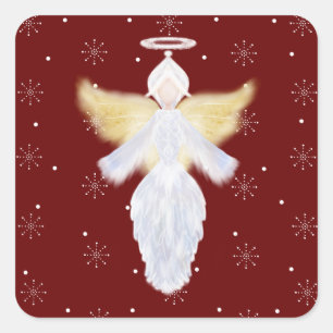 Weihnachtsgel und Schneeflocken   Quadratischer Aufkleber