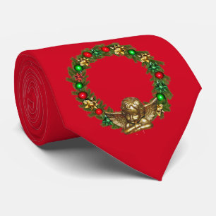 Weihnachtsgel und Wreath Red Krawatte