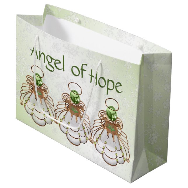 Weihnachtsgel von Hope Green Ombre Schneeflocken Große Geschenktüte (Vorderseite Schrägansicht)