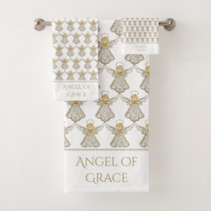 Weihnachtsgel/Weißer Filigree Engel von Grace Badhandtuch Set