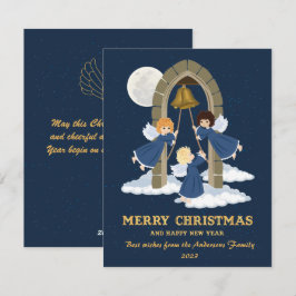 Weihnachtsgelbe niedliche Kinderengelengel Feiertagskarte