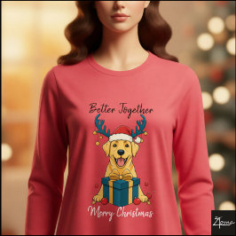 Weihnachtsgelber Labrador-Geschenk-Grafik-Rentier Tri-Blend Shirt
