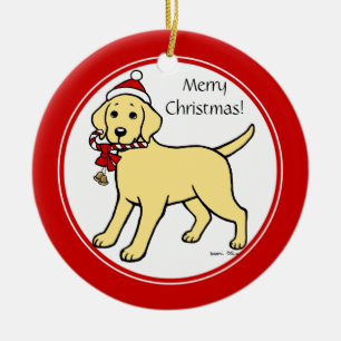 Weihnachtsgelber Labrador Welpenwelpen-Cartoon Keramikornament