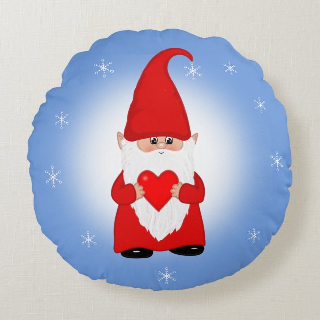 Weihnachtsgenom auf Light Blue Round Pillow Rundes Kissen (Vorderseite)