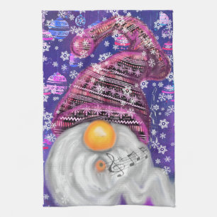 Weihnachtsgenom in Lila Hat Küchentücher