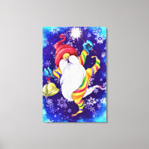 Weihnachtsgenom mit Bells Canvas Print Leinwanddruck