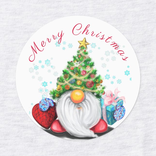 Weihnachtsgenom mit Geschenksticker Etiketten (Design 3)