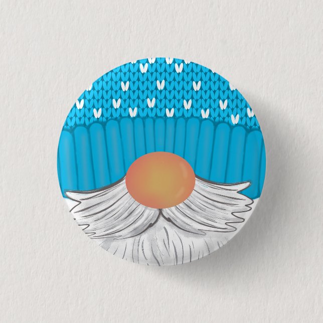 Weihnachtsgenome Winter Hat Beard Sweater Button (Vorderseite)