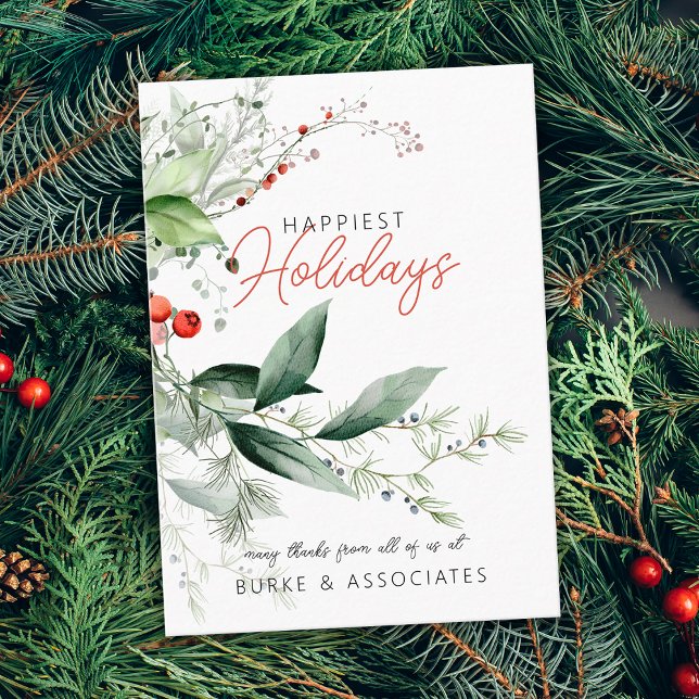 Weihnachtsgeschäft Grün personalisiert Visitenkarte (Holiday Business Greenery Personalized Business Card)