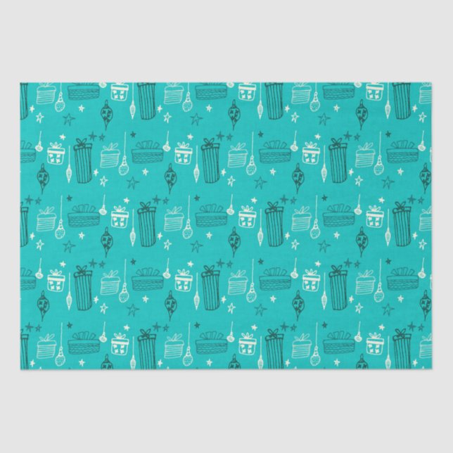 Weihnachtsgeschenk Aquamarin Seidenpapier (Vorderseite)