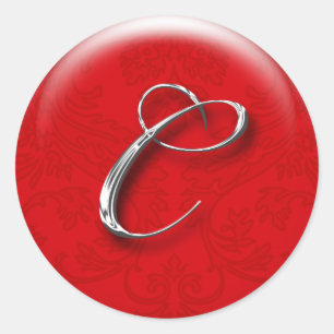 Weihnachtsgeschenk-Aufkleber Rot Monogramm Runder Aufkleber