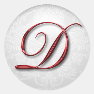 Weihnachtsgeschenk-Aufkleber Rot Monogramm Runder Aufkleber