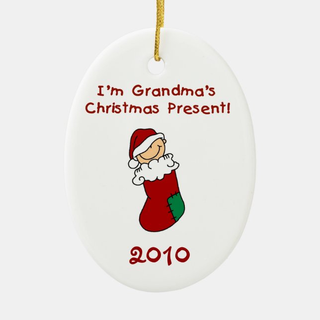 Weihnachtsgeschenk-Baby-Verzierung der Großmutter Keramik Ornament (Vorne)