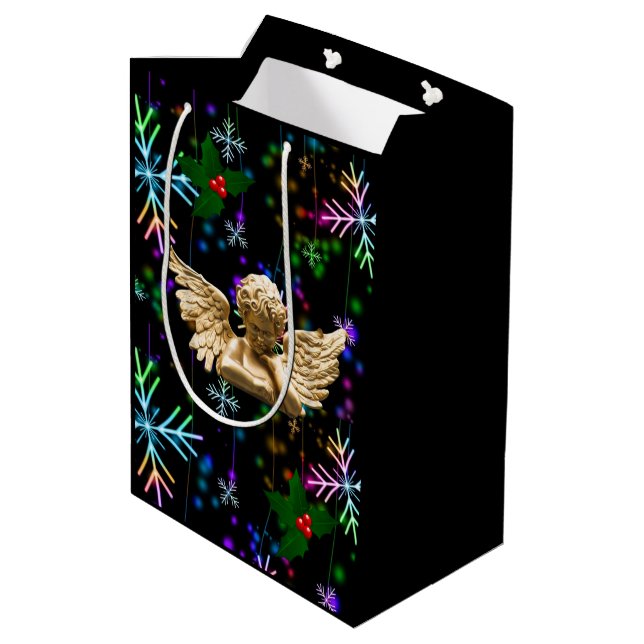 Weihnachtsgeschenk Bags Engel Mittlere Geschenktüte (Rückseite Schrägansicht)