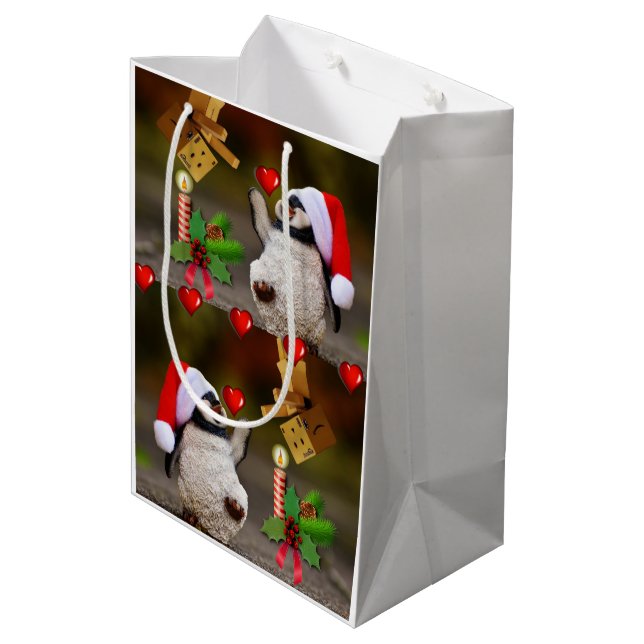 Weihnachtsgeschenk Bags Pengiun Mittlere Geschenktüte (Rückseite Schrägansicht)