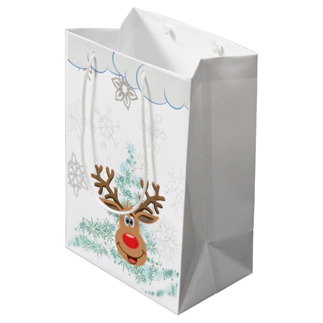 Weihnachtsgeschenk Bags Rentier Mittlere Geschenktüte (Rückseite Schrägansicht)