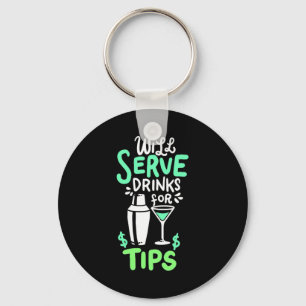 Weihnachtsgeschenk   Barkeeper serviert Getränke f Schlüsselanhänger