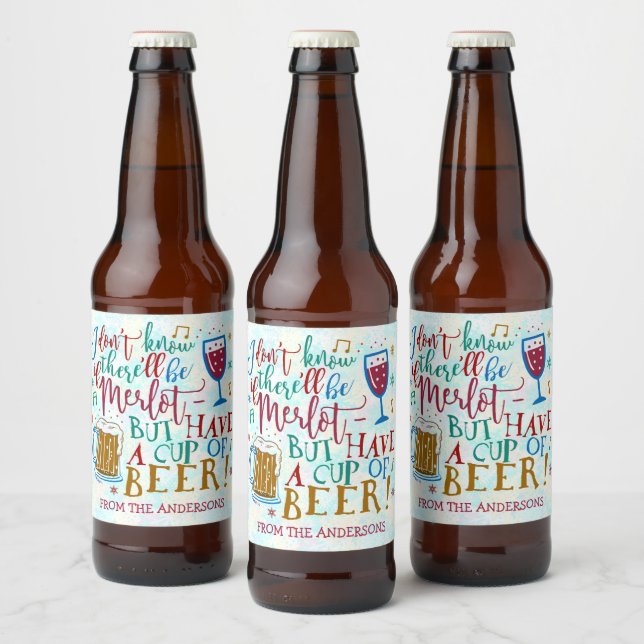 Weihnachtsgeschenk Biere Funny Merlot Weinkennlini Bierflaschenetikett (Flaschen)