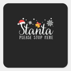 Weihnachtsgeschenk bitte hier anhalten quadratischer aufkleber