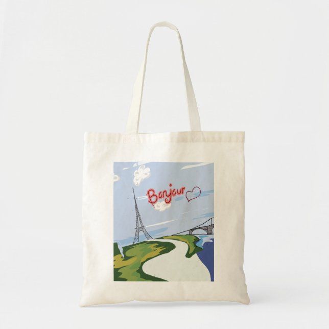 Weihnachtsgeschenk Bonjour Paris Totasche Tragetasche (Vorne)