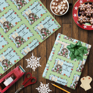 Weihnachtsgeschenk Cat Green Funny Geschenkpapier